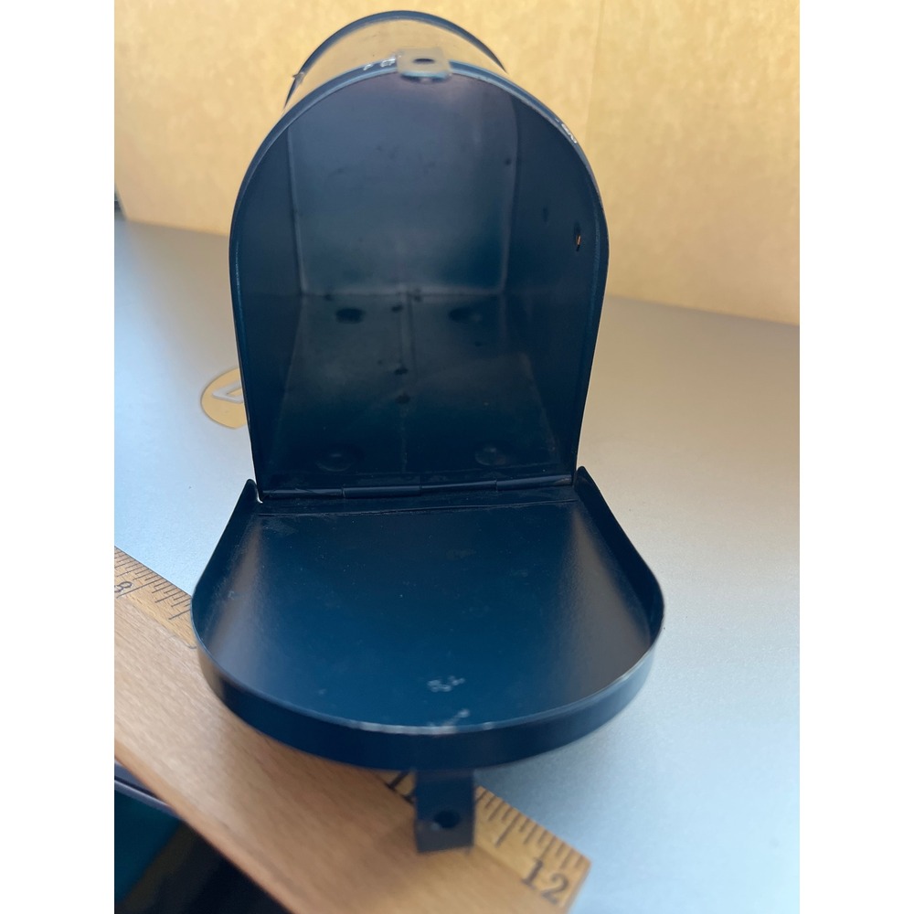 Vintage JSNY Mini Metal Mailbox Navy Blue Goose Winter Scene Holiday Tin Decor - Picture 6 of 6